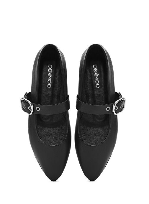 Derimod Siyah Kadın Deri Babet 25SFD202118 - Görsel 8