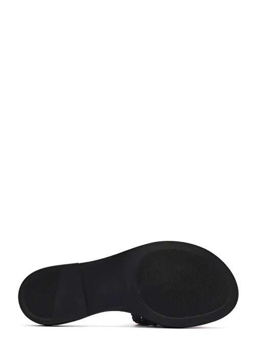 Kadın Siyah Örgü Deri Terlik 25SFD200629 - Görsel 5