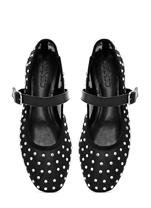 Kadın Siyah Tokalı Taşlı Kumaş Babet 25SFE493014 - Görsel 8