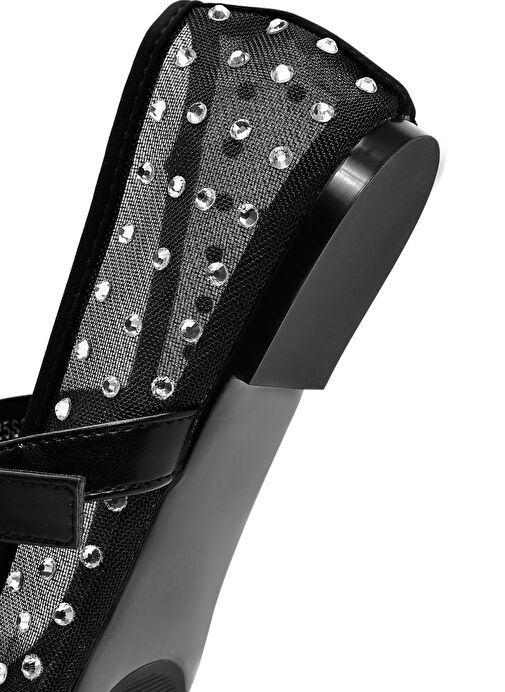 Kadın Siyah Tokalı Taşlı Kumaş Babet 25SFE493014 - Görsel 9