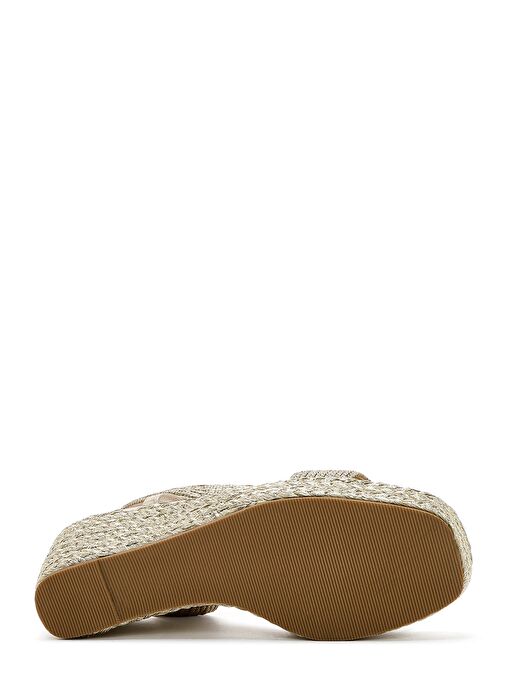 Kadın Altın Dolgu Topuklu Örgü Espadril Sandalet 25SFE4938M7 - Görsel 6