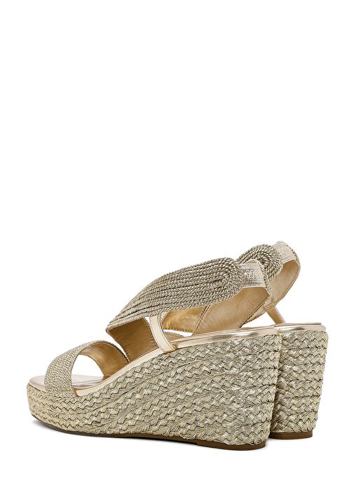 Kadın Altın Dolgu Topuklu Örgü Espadril Sandalet 25SFE4938M7 - Görsel 7