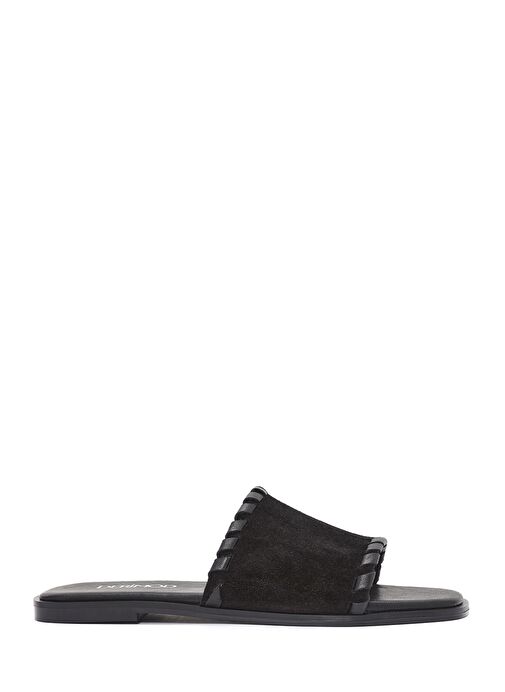 Kadın Siyah Süet Deri Terlik 25SFD152110 - Görsel 2