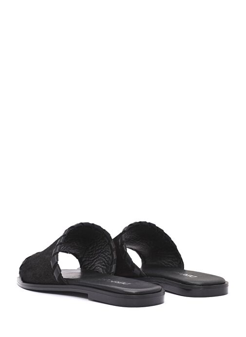 Kadın Siyah Süet Deri Terlik 25SFD152110 - Görsel 6