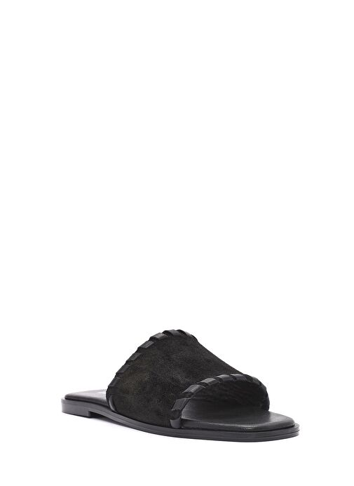 Kadın Siyah Süet Deri Terlik 25SFD152110 - Görsel 7