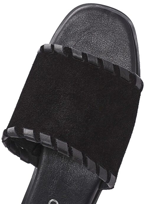 Kadın Siyah Süet Deri Terlik 25SFD152110 - Görsel 9