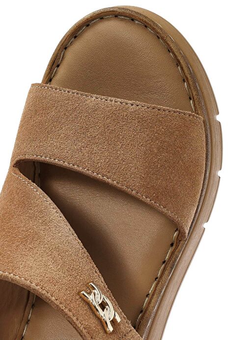 Kadın Taba Bilekten Tokalı Dolgu Topuklu Süet Deri Comfort Sandalet 25SFD342010 - Görsel 9