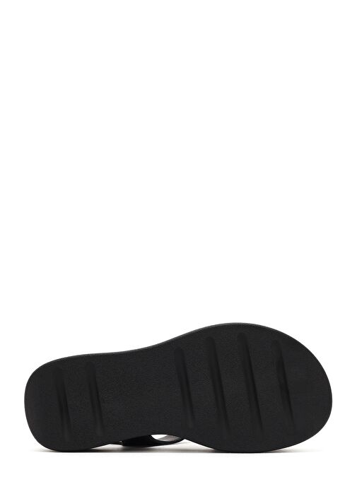 Kadın Siyah Tokalı Kalın Tabanlı Deri Comfort Sandalet 25SFD343018 - Görsel 5