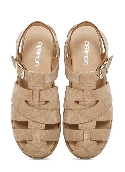 Kadın Vizon Tokalı Süet Deri Sandalet 25SFD152710 - Görsel 8