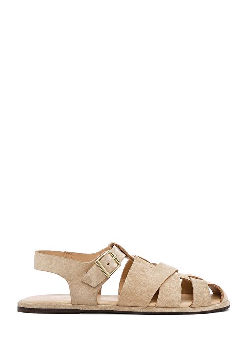 Kadın Vizon Tokalı Süet Deri Sandalet 25SFD152710 - Görsel 2