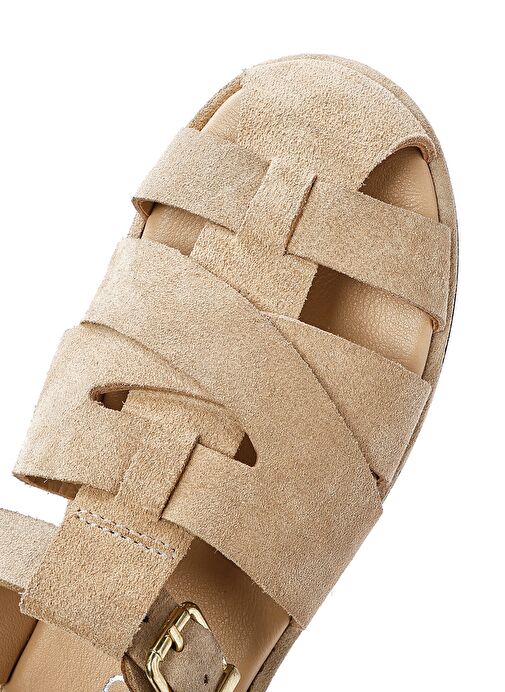 Kadın Vizon Tokalı Süet Deri Sandalet 25SFD152710 - Görsel 9