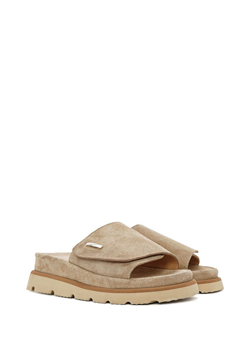 Kadın Bej Süet Deri Terlik 25SFD152310 - Görsel 4