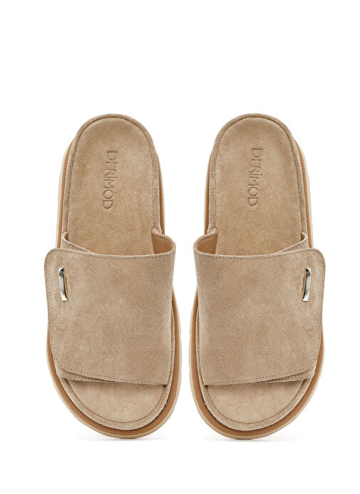 Kadın Bej Süet Deri Terlik 25SFD152310 - Görsel 7