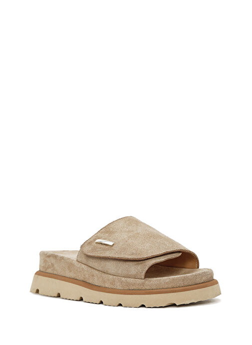 Kadın Bej Süet Deri Terlik 25SFD152310 - Görsel 8