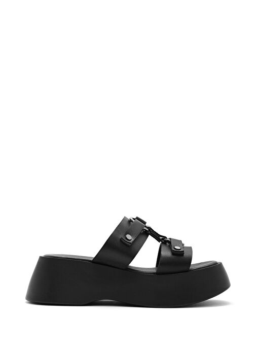 Derimod Derimod Kadın Siyah Kalın Tabanlı Deri Terlik 25SFD152418 Sandalet & Terlik | Boyner Siyah - 2. görsel