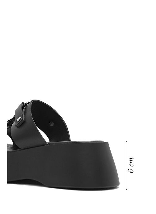 Derimod Derimod Kadın Siyah Kalın Tabanlı Deri Terlik 25SFD152418 Sandalet & Terlik | Boyner Siyah - 3. görsel