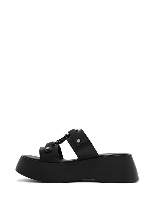 Derimod Derimod Kadın Siyah Kalın Tabanlı Deri Terlik 25SFD152418 Sandalet & Terlik | Boyner Siyah - 5. görsel