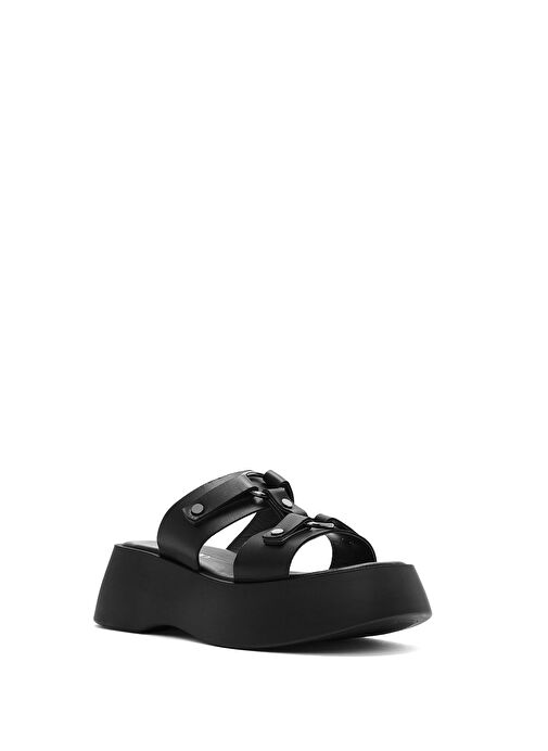 Derimod Derimod Kadın Siyah Kalın Tabanlı Deri Terlik 25SFD152418 Sandalet & Terlik | Boyner Siyah - 8. görsel