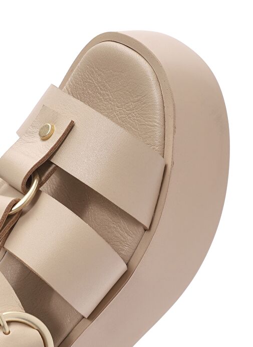 Derimod Derimod Kadın Bej Bilekten Bağlamalı Kalın Tabanlı Deri Sandalet 25SFD153018 Sandalet & Terlik | Boyner Bej - 9. görsel