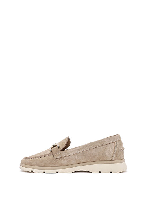 Kadın Bej Toka Detaylı Süet Deri Comfort Loafer 25SFD153710 - Görsel 3