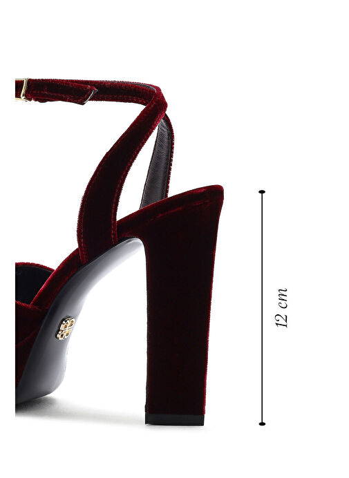 Derimod Derimod Kadın Bordo Bilekten Tokalı Platform Yüksek Kalın Topuklu Kadife Sandalet 24WFD12316F Sandalet & Terlik | Boyner Bordo - 3. görsel