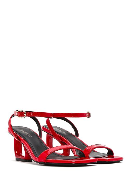 Derimod Derimod Kadın Kırmızı Bilekten Tokalı Topuklu Sandalet 25SFD444016 Sandalet & Terlik | Boyner Kırmızı - 4. görsel