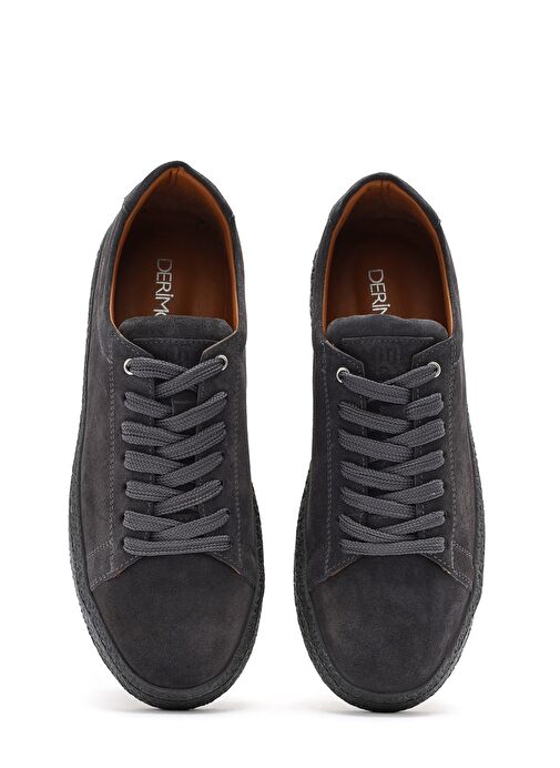 Erkek Gri Bağcıklı Süet Deri Sneaker 25SFD765010 - Görsel 7