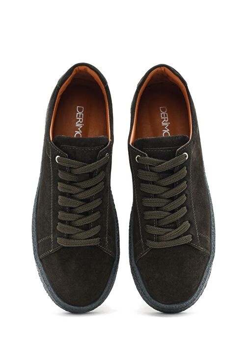 Erkek Haki Bağcıklı Süet Deri Sneaker 25SFD765010 - Görsel 7