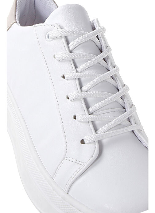 Kadın Beyaz Bağcıklı Sneaker 25SFE210018 - Görsel 9