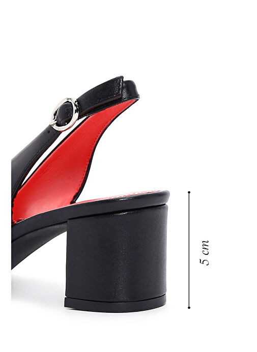 Derimod Gritti Kadın Siyah Arkası Açık Kısa Kalın Topuklu Deri Ayakkabı 25SFD110018 - Görsel 3