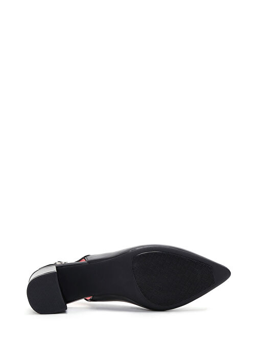 Derimod Gritti Kadın Siyah Arkası Açık Kısa Kalın Topuklu Deri Ayakkabı 25SFD110018 - Görsel 6