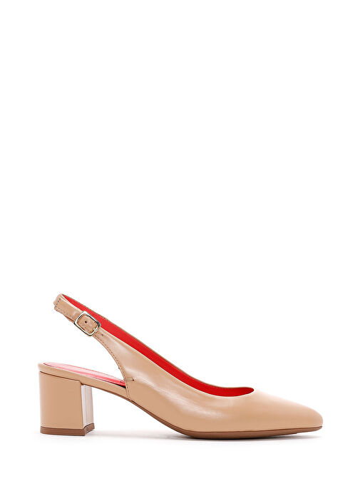 Derimod Derimod Gritti Kadın Bej Arkası Açık Kısa Kalın Topuklu Deri Ayakkabı 25SFD110018 Topuklu Ayakkabı | Boyner Bej - 2. görsel