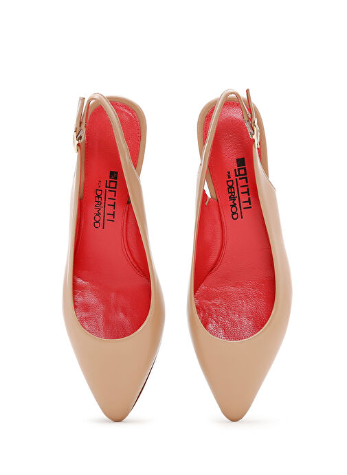 Derimod Derimod Gritti Kadın Bej Arkası Açık Kısa Kalın Topuklu Deri Ayakkabı 25SFD110018 Topuklu Ayakkabı | Boyner Bej - 7. görsel