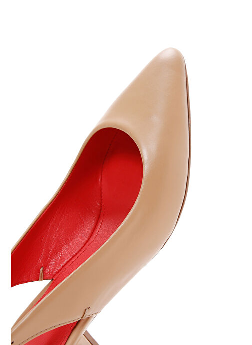 Derimod Derimod Gritti Kadın Bej Arkası Açık Kısa Kalın Topuklu Deri Ayakkabı 25SFD110018 Topuklu Ayakkabı | Boyner Bej - 8. görsel