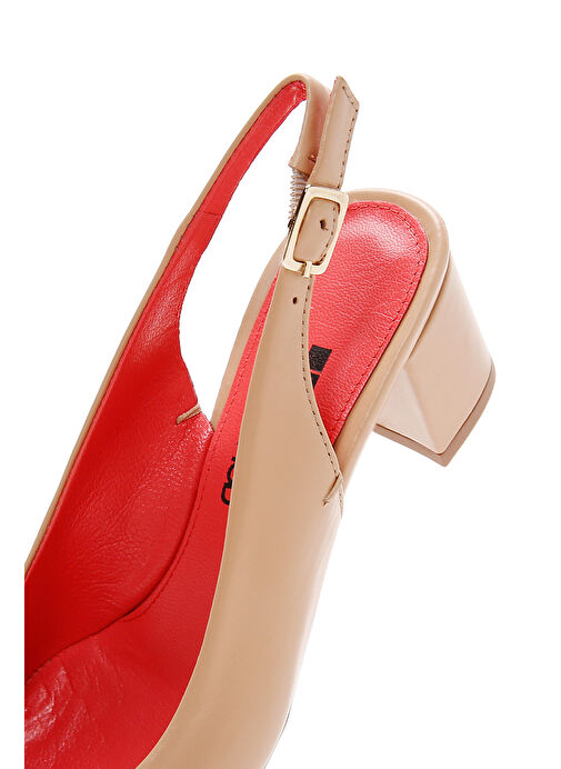 Derimod Derimod Gritti Kadın Bej Arkası Açık Kısa Kalın Topuklu Deri Ayakkabı 25SFD110018 Topuklu Ayakkabı | Boyner Bej - 9. görsel