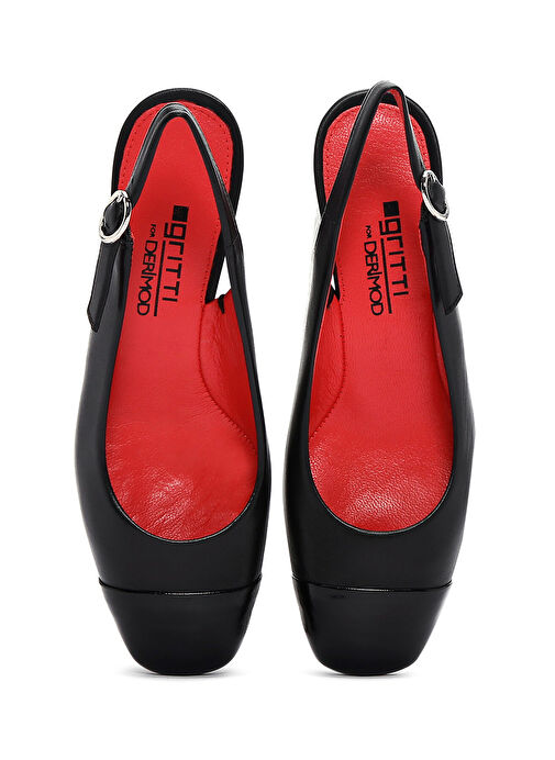 Derimod Derimod Gritti Kadın Siyah Arkası Açık Kısa Kalın Topuklu Deri Ayakkabı 25SFD110118 Topuklu Ayakkabı | Boyner Siyah - 7. görsel