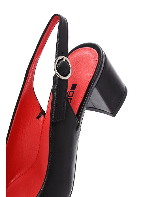 Derimod Derimod Gritti Kadın Siyah Arkası Açık Kısa Kalın Topuklu Deri Ayakkabı 25SFD110118 Topuklu Ayakkabı | Boyner Siyah - 8. görsel