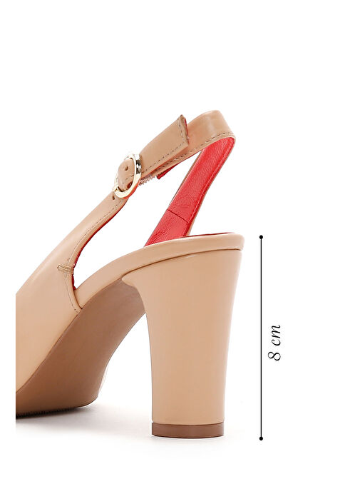 Derimod Gritti Kadın Bej Arkası Açık Topuklu Deri Ayakkabı 25SFD110218 - Görsel 3