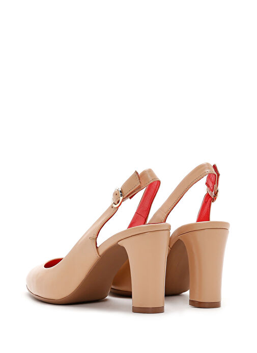 Derimod Gritti Kadın Bej Arkası Açık Topuklu Deri Ayakkabı 25SFD110218 - Görsel 7