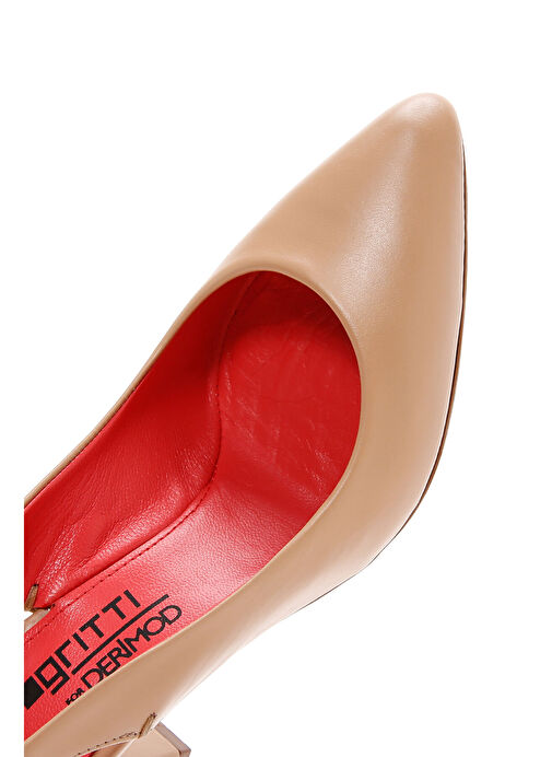 Derimod Gritti Kadın Bej Arkası Açık Topuklu Deri Ayakkabı 25SFD110218 - Görsel 9