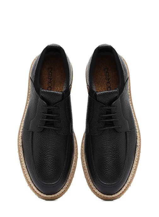 Erkek Siyah Bağcıklı Deri Casual Ayakkabı 25SFD7200FT - Görsel 8