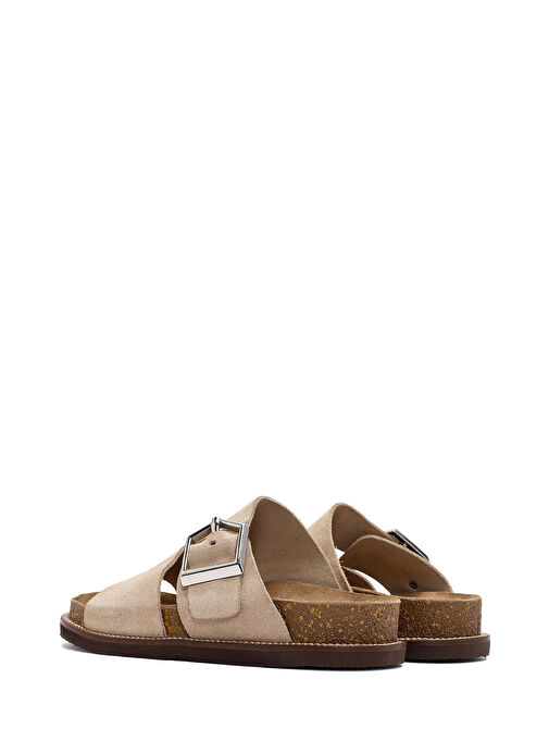 Derimod Derimod Kadın Bej Tokalı Süet Deri Terlik 25SFD306010 Sandalet & Terlik | Boyner Bej - 6. görsel