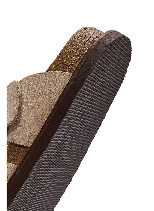 Derimod Derimod Kadın Bej Tokalı Süet Deri Terlik 25SFD306010 Sandalet & Terlik | Boyner Bej - 9. görsel