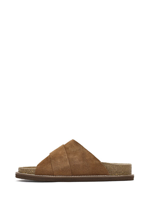 Kadın Taba Bantlı Süet Deri Terlik 25SFD306110 - Görsel 3