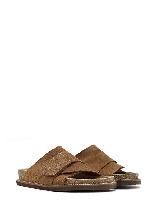 Kadın Taba Bantlı Süet Deri Terlik 25SFD306110 - Görsel 4