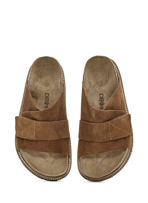 Kadın Taba Bantlı Süet Deri Terlik 25SFD306110 - Görsel 8