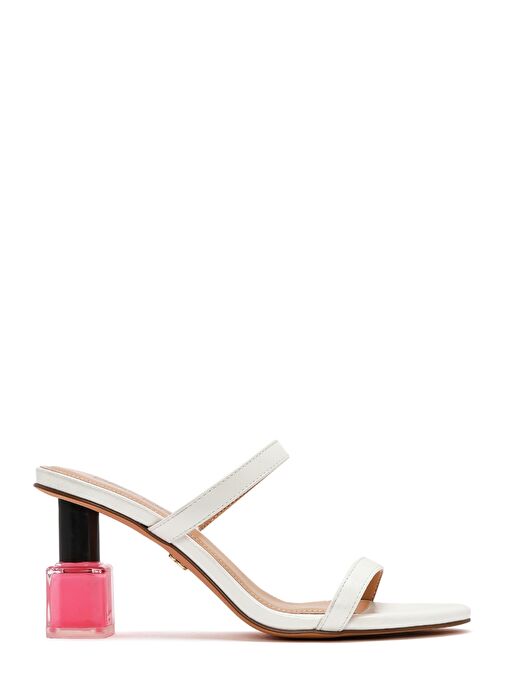 Kadın Beyaz Kalın Topuklu Terlik 25SFD444118 - Görsel 2