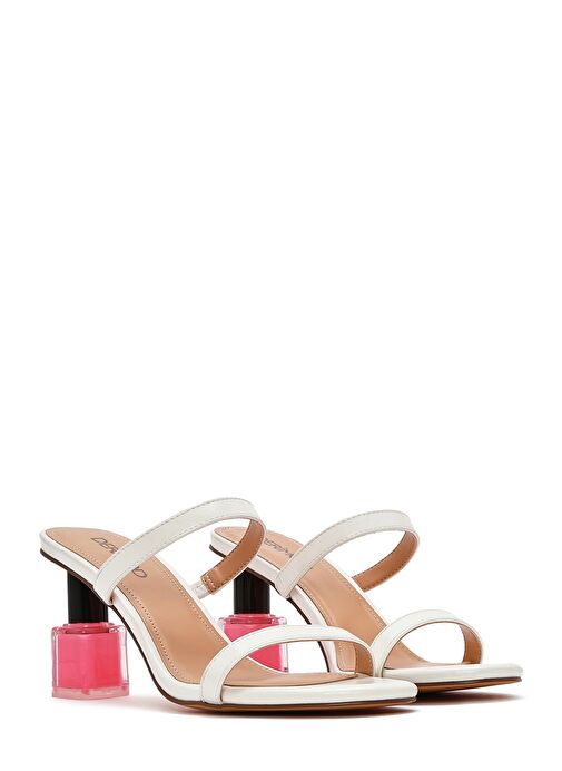 Kadın Beyaz Kalın Topuklu Terlik 25SFD444118 - Görsel 4