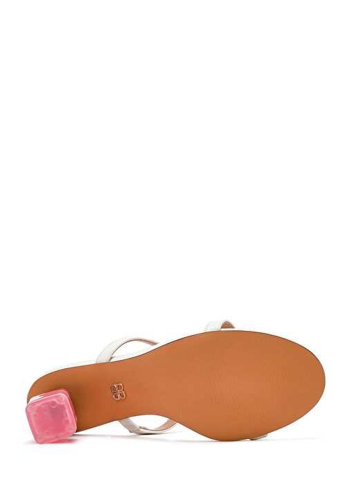 Kadın Beyaz Kalın Topuklu Terlik 25SFD444118 - Görsel 6