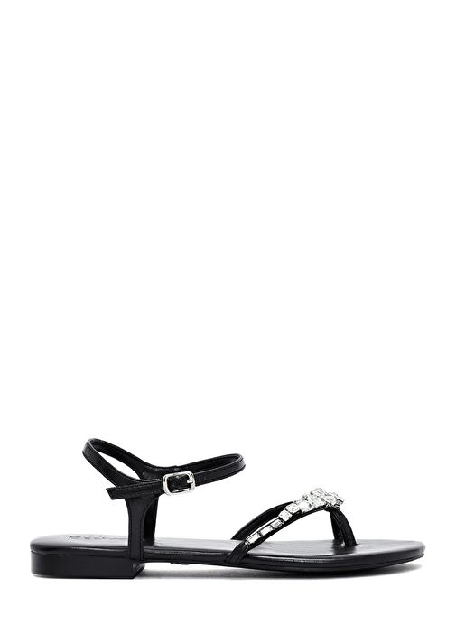 Kadın Siyah Taşlı Parmak Arası Sandalet 25SFE482914 - Görsel 2